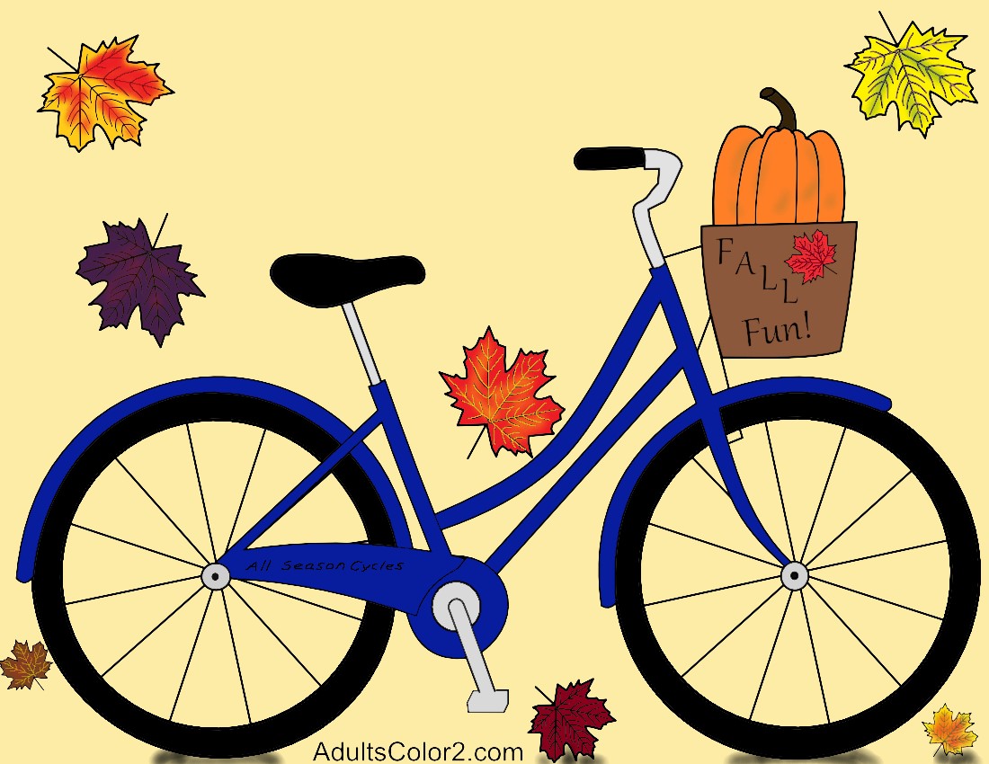 dawing colored bike aurumn fall