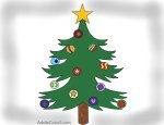 Colored Christmas tree with ornaments.