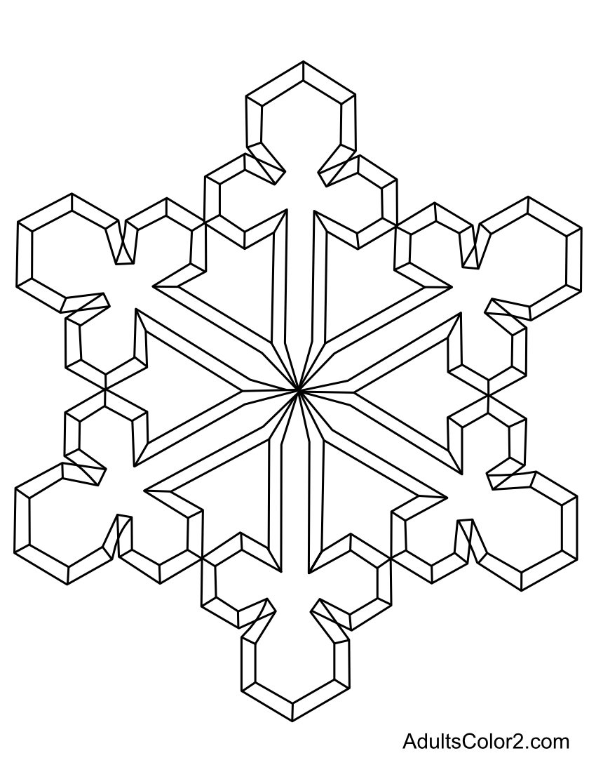Drawing of a three-leaf clover-like snowflake.