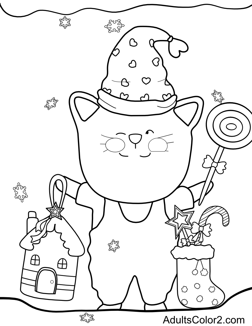 Cat celebrating with a lollipop.