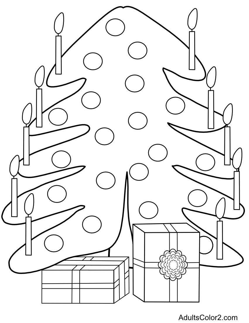 Christmas tree with lit with candles.