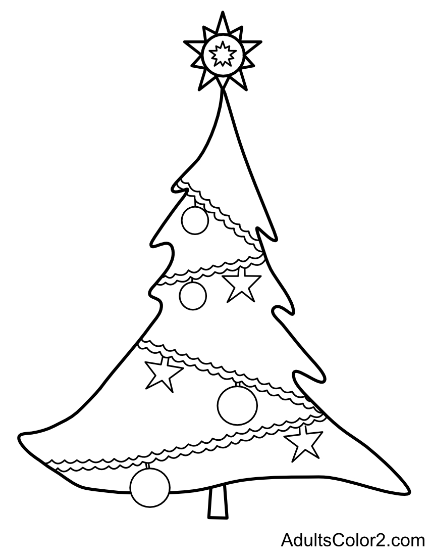 Christmas tinsel and balls on the tree.