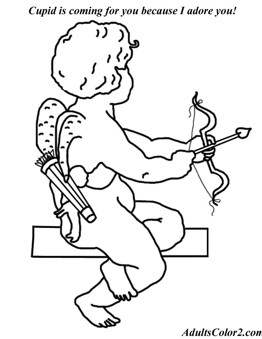 Cupid with valentine message.