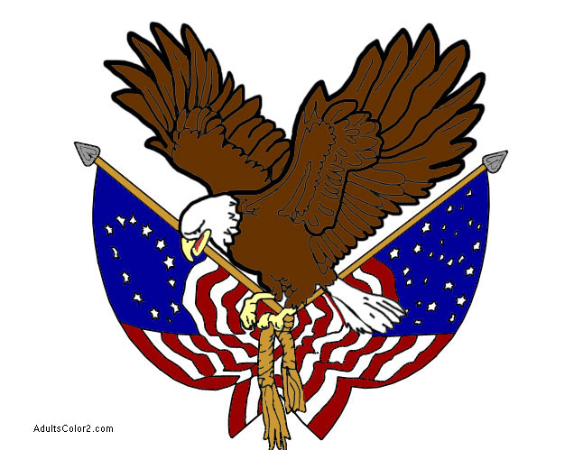 American eagle with flags.