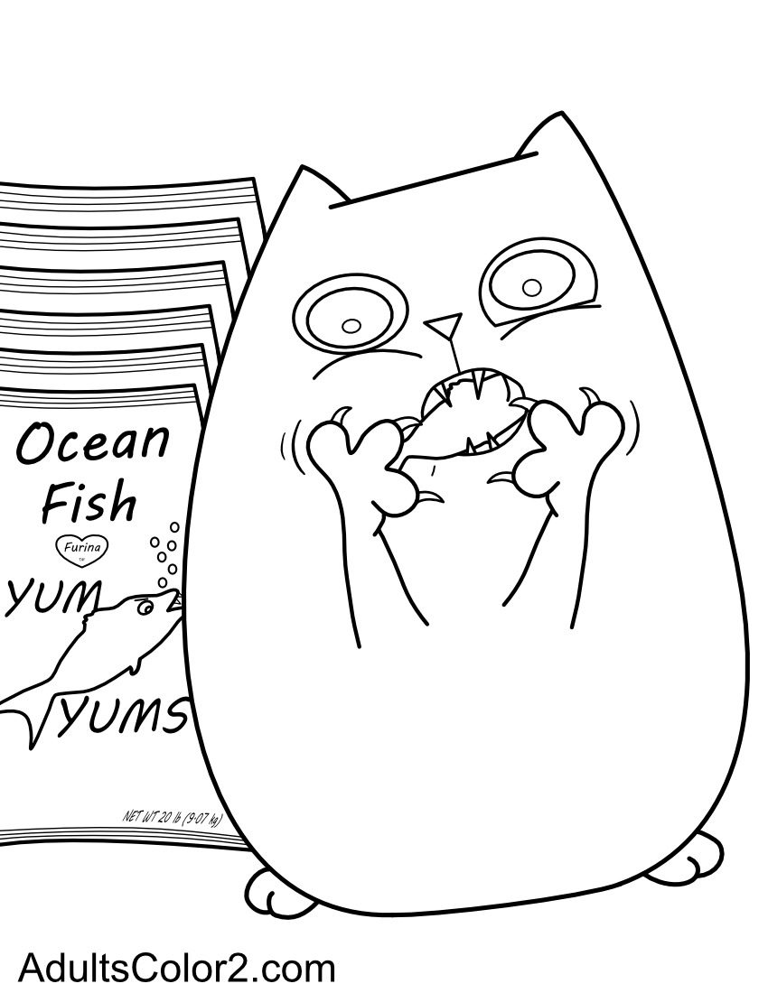 Happy cat eating treat.