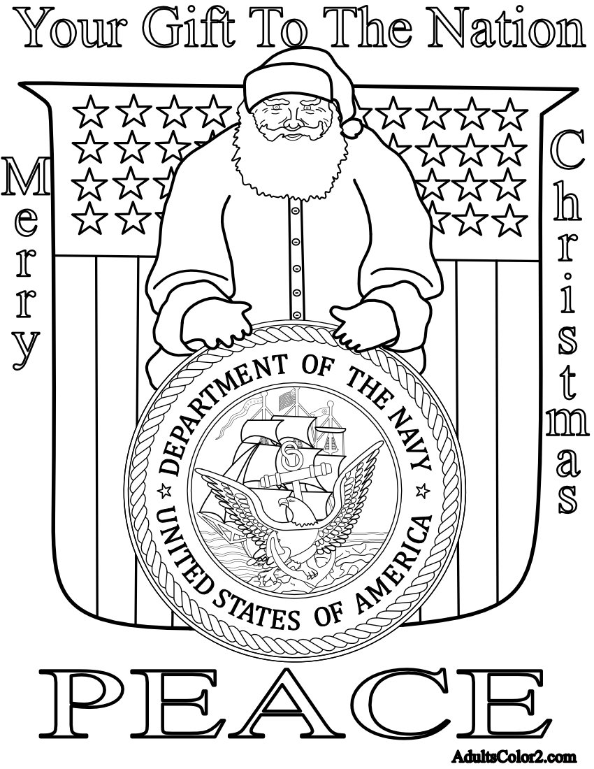 Line drawing of wish a Navy member Merry Christmas.