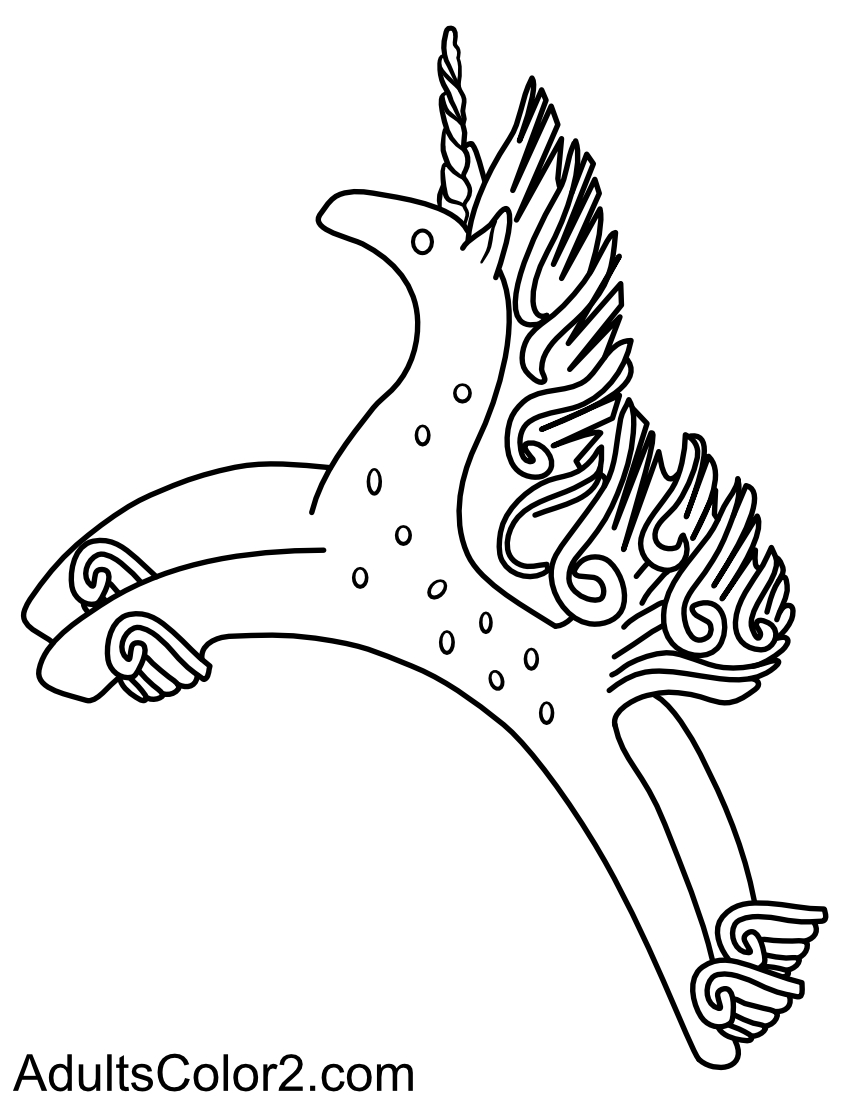 Carved unicorn line drawing.