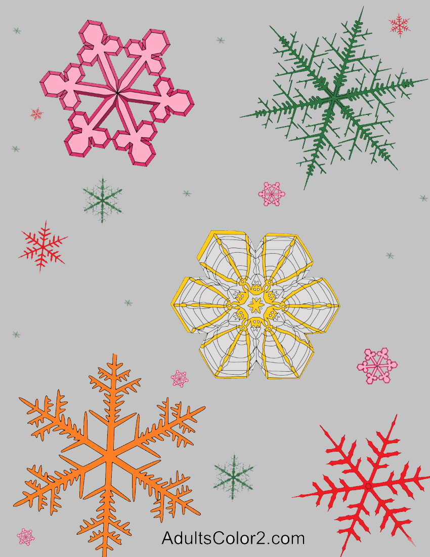 Fun coloring page filled with unusual colored flakes.