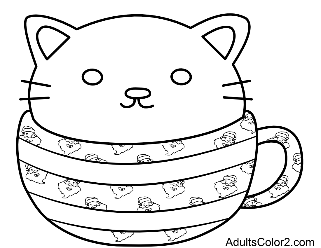 Cat sitting in a Christmas cup.