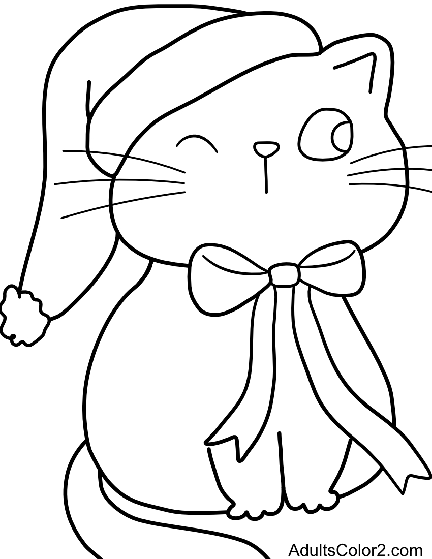 Cat wearing a Santa hat.