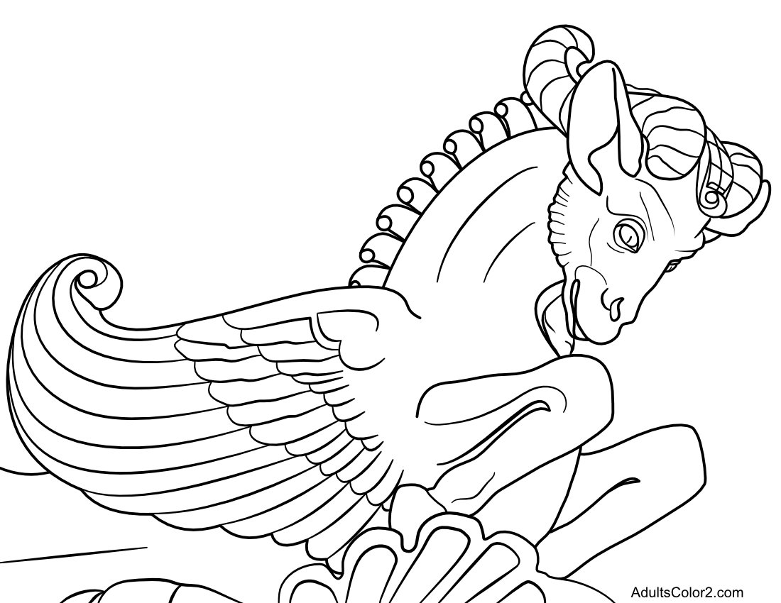 Winged, goat-headed chimera.