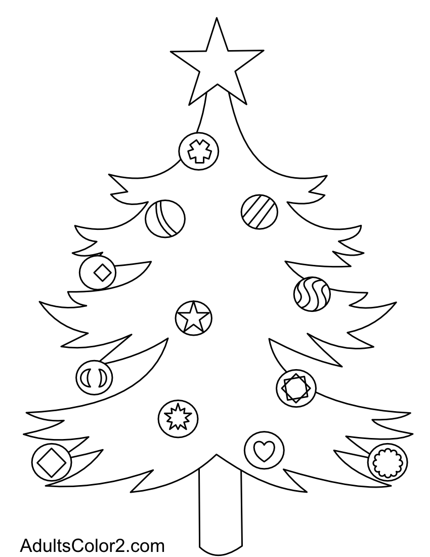 Christmas tree with ornaments.