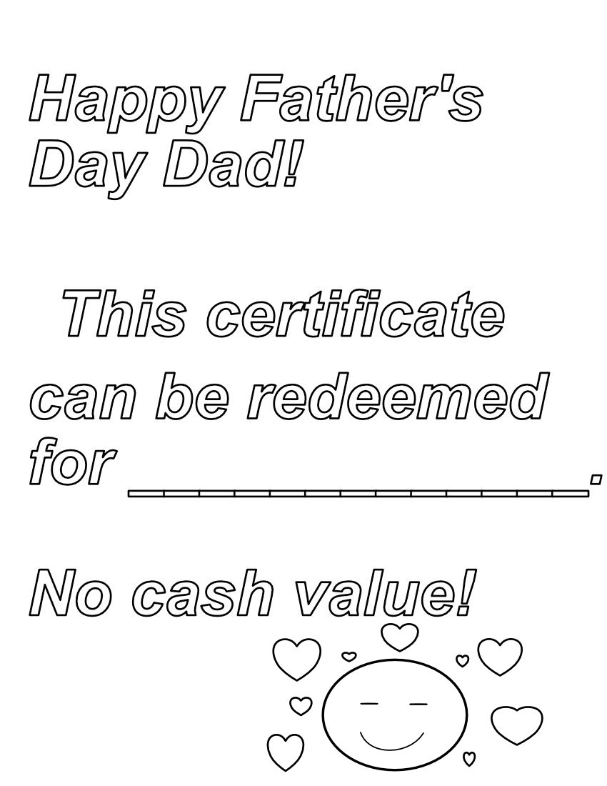 Father's day certificate.