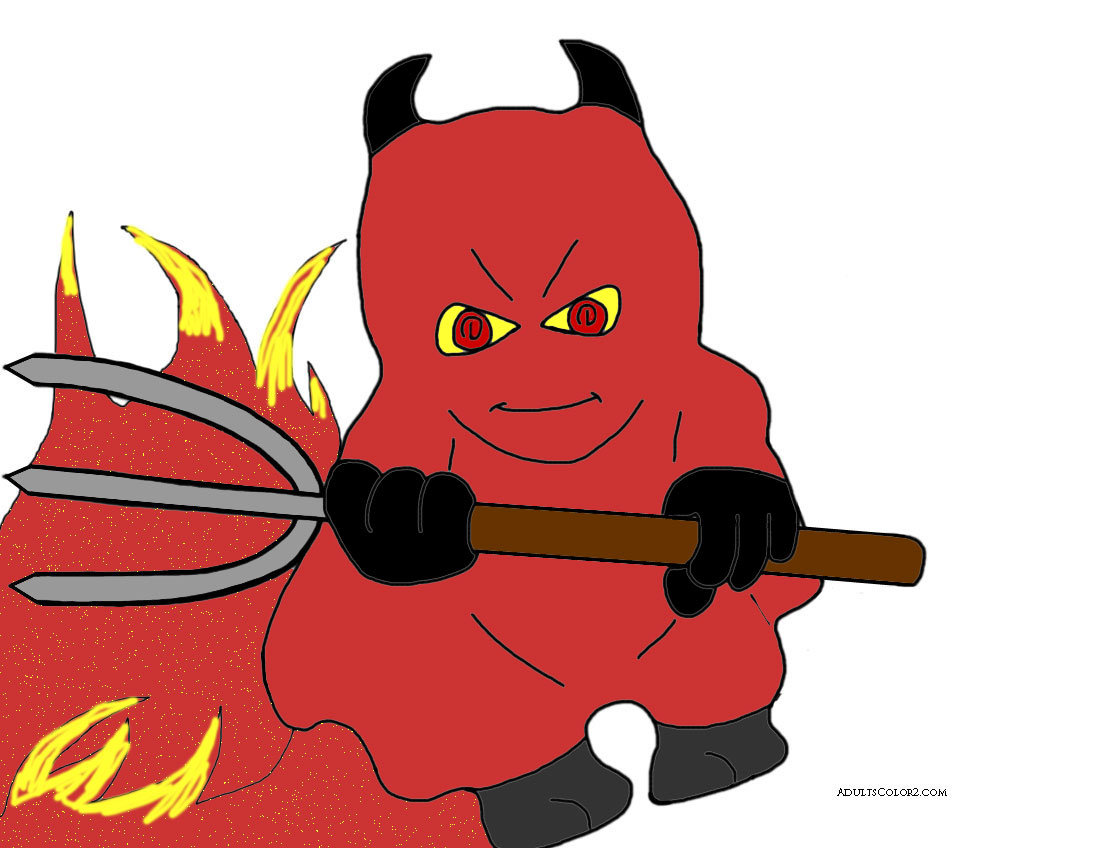 Devil with pitchfork.