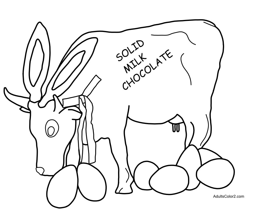 Line drawing of Gladys the Easter Cow.