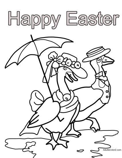 Happy Easter duck's for coloring.