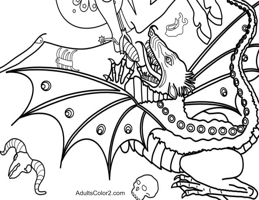 Closeup of a ferocious dragon attacking a knight.