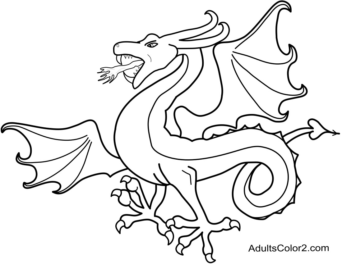 dragon coloring pages for kids blowing fire