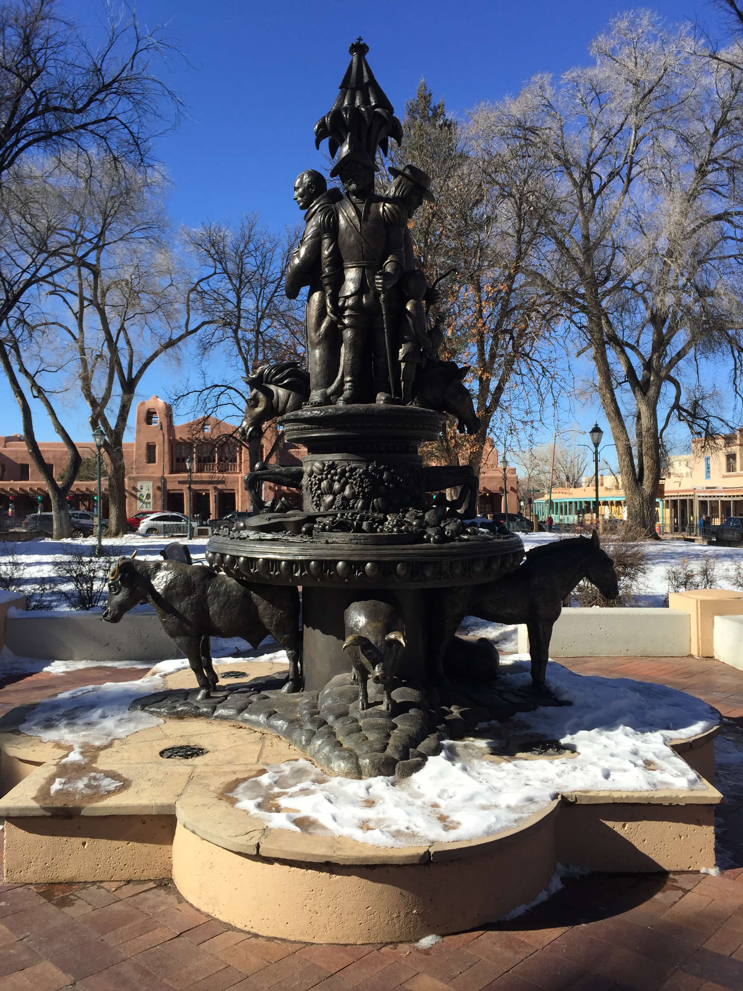 Historic fountain in Santa Fe new Mexico.