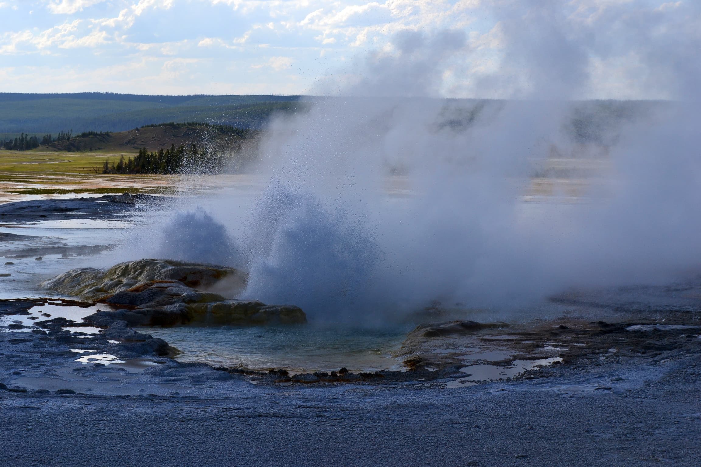 Third photo of continuing geyser eruption.