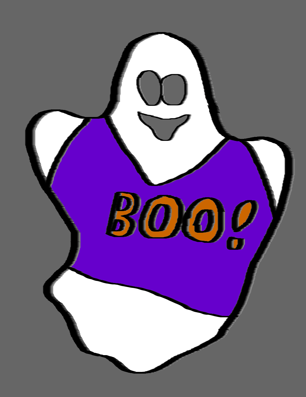 Ghost wearing a boo shirt.