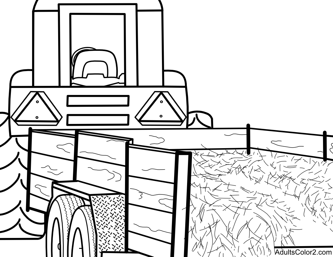 Drawing of hayride at the autumn carnival or festival.