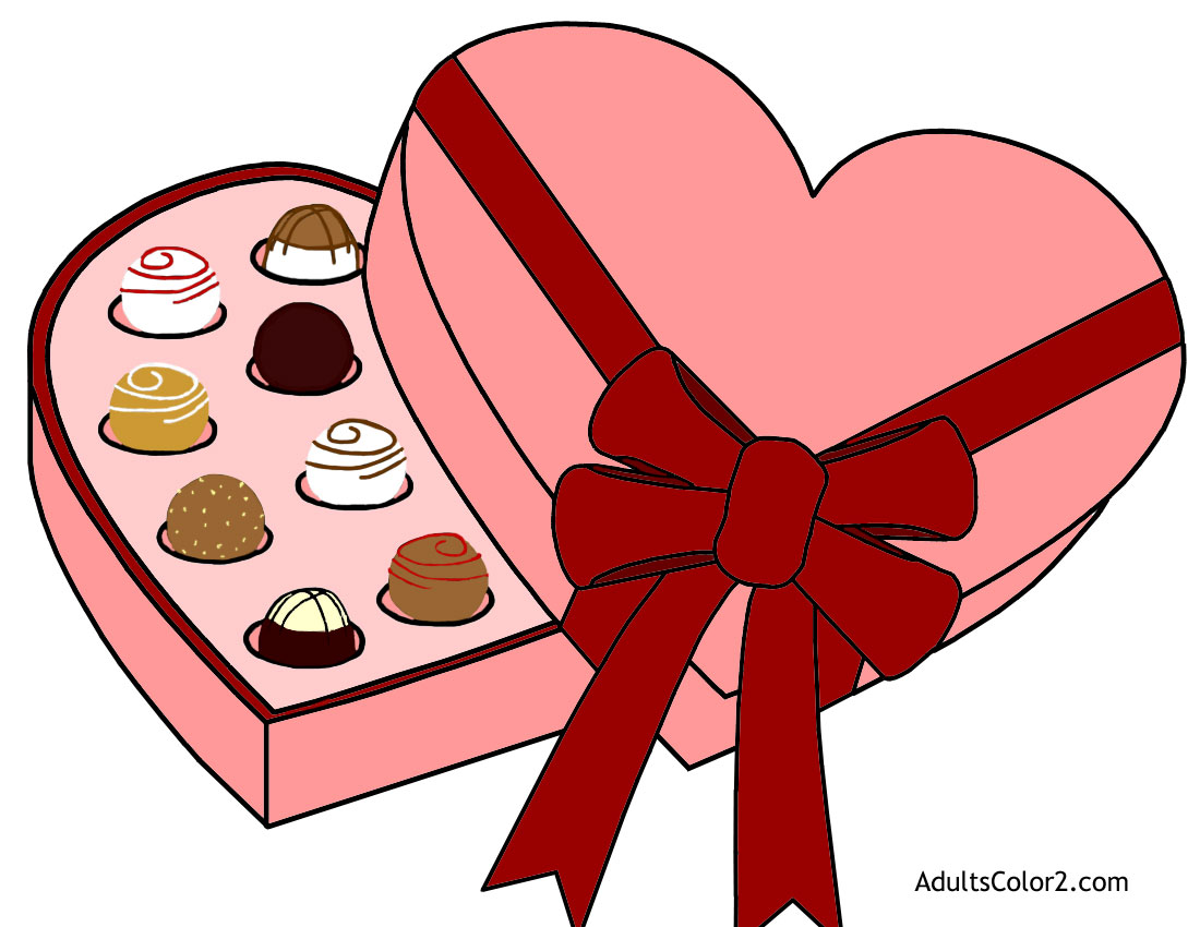 Heart-shaped valentine box of chocolates.