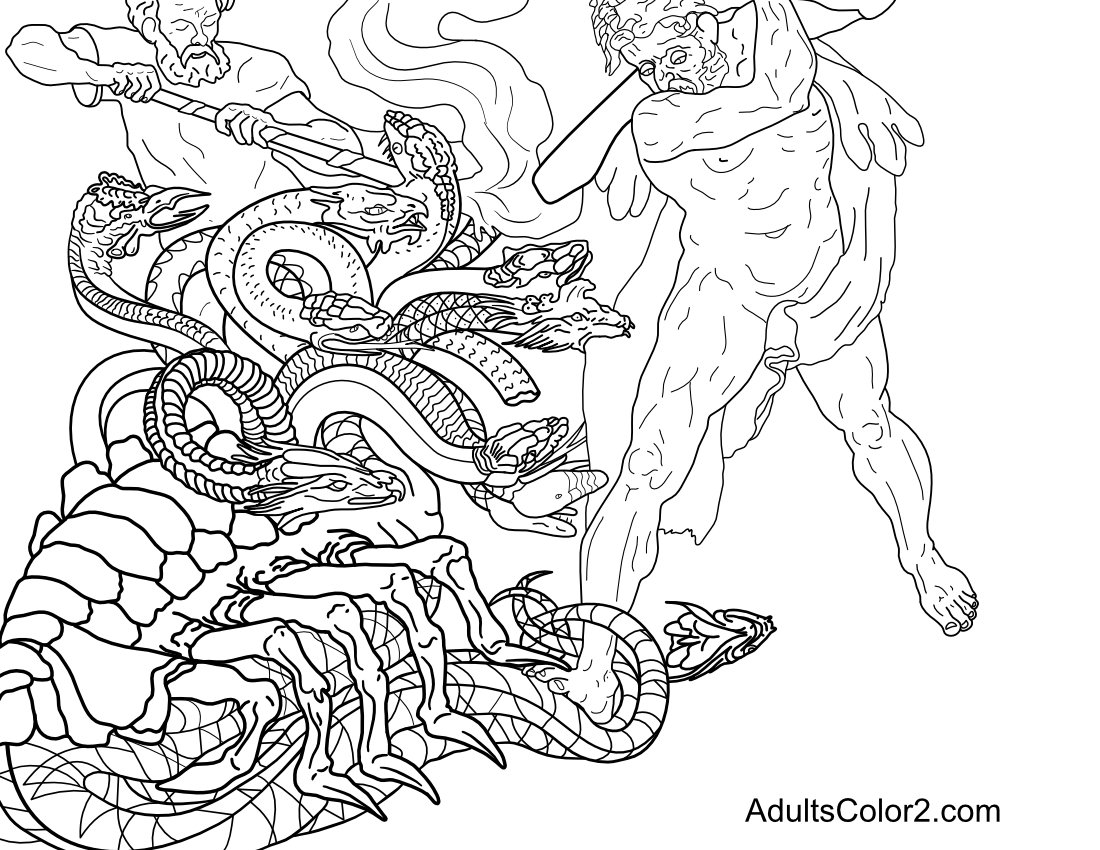 Hercules battling the hydra.