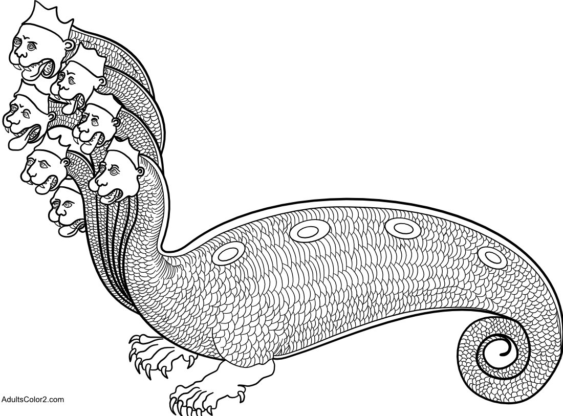 A hydra with seven heads.