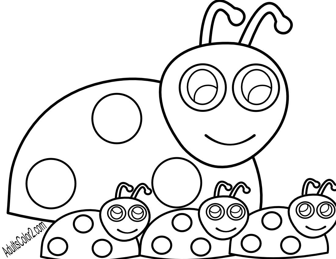 Ladybug with babies.