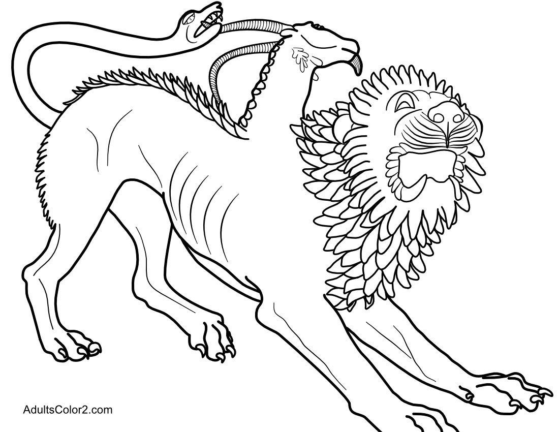 Lion, goat, snake chimera.