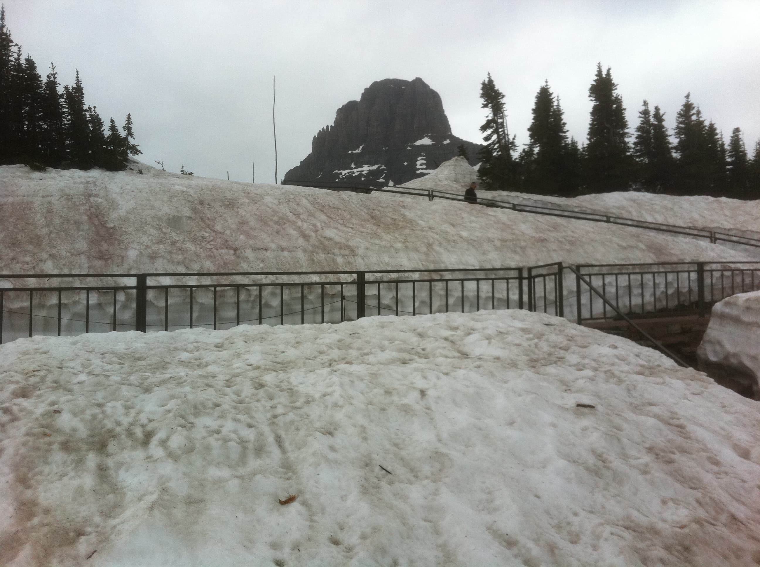 Dirty snow banks at Glacier Visitor Center.