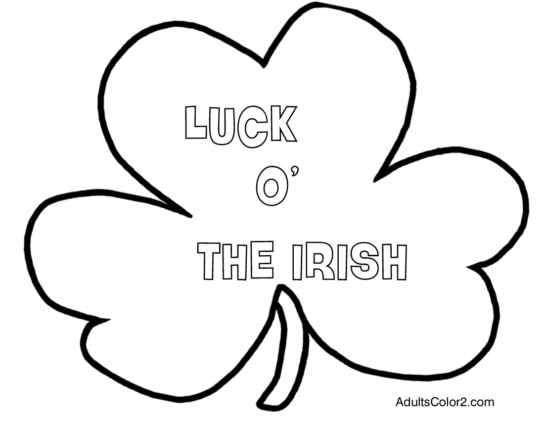 Luck o' the Irish shamrock coloring page.