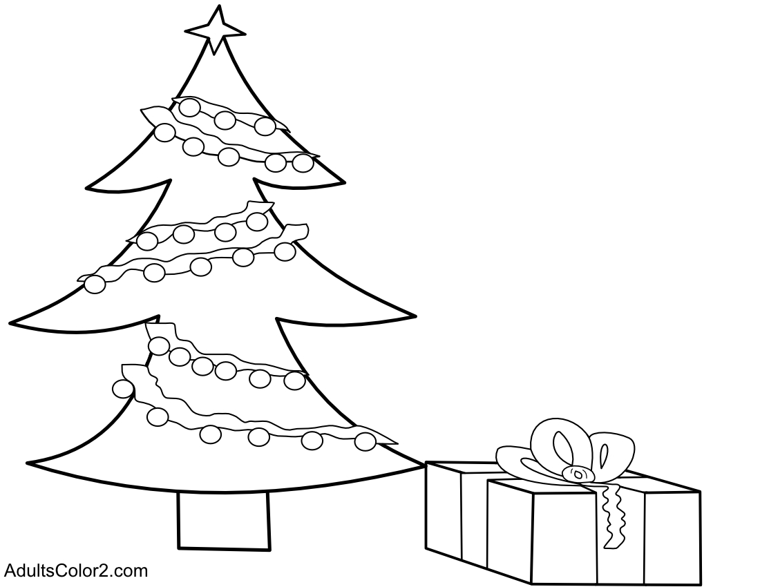 Noel tree with a present.