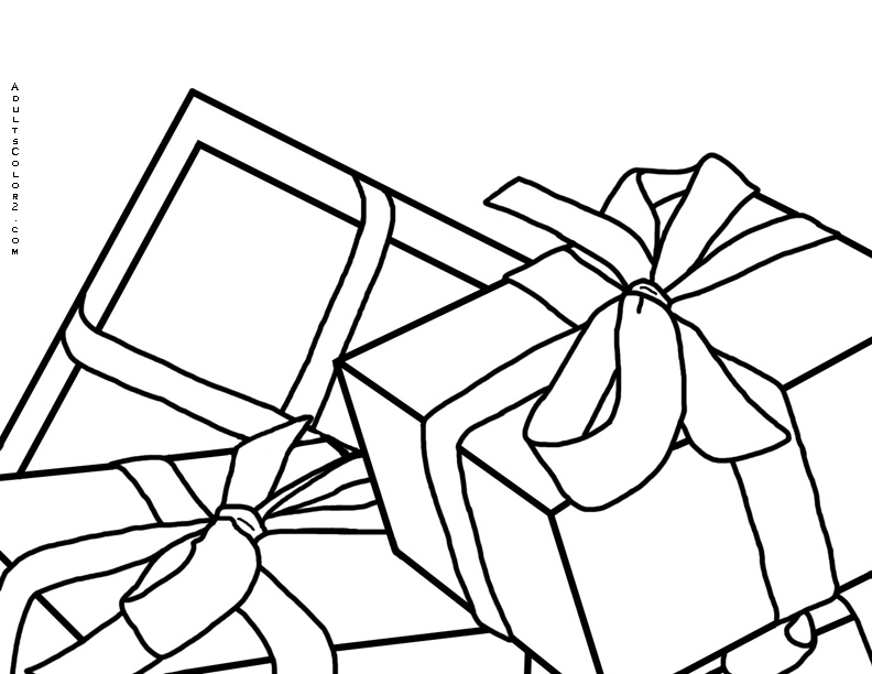 Line drawing of a pile of presents.
