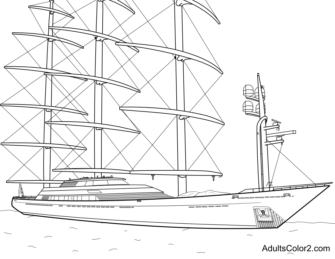 Maltese Falcon with sails down.