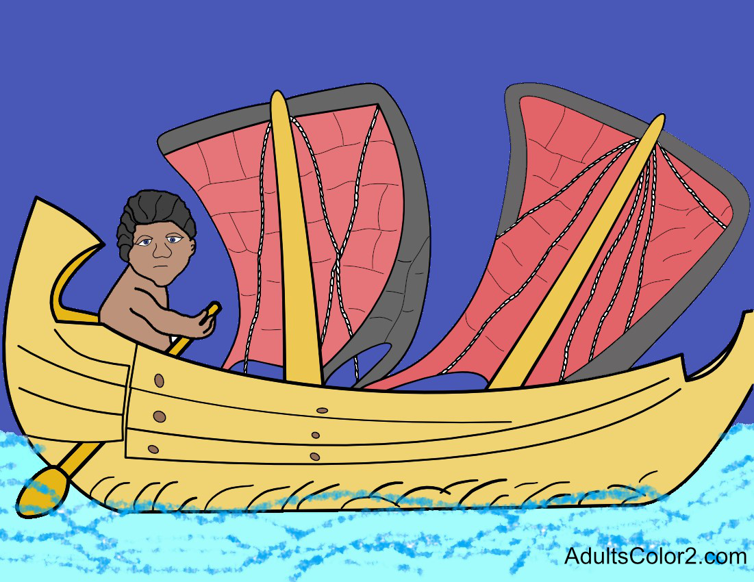 Ancient sailboat carving.