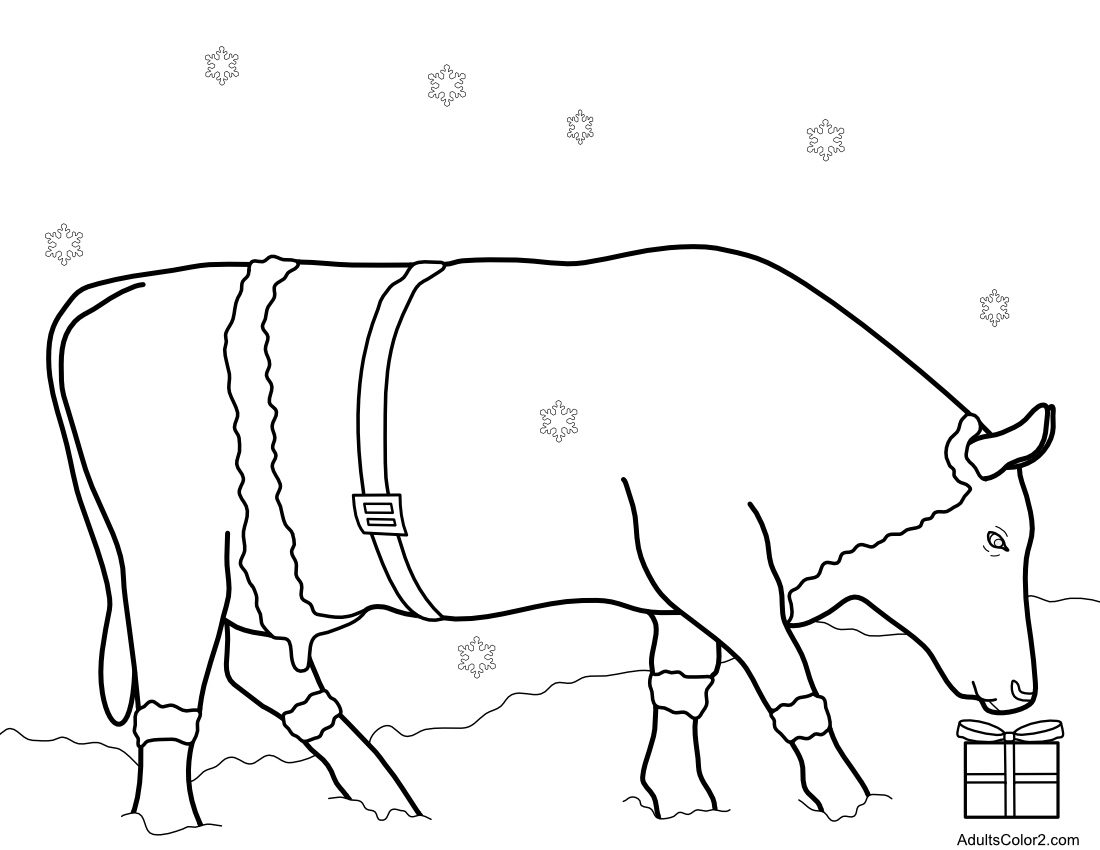 Cow in a Santa suit.