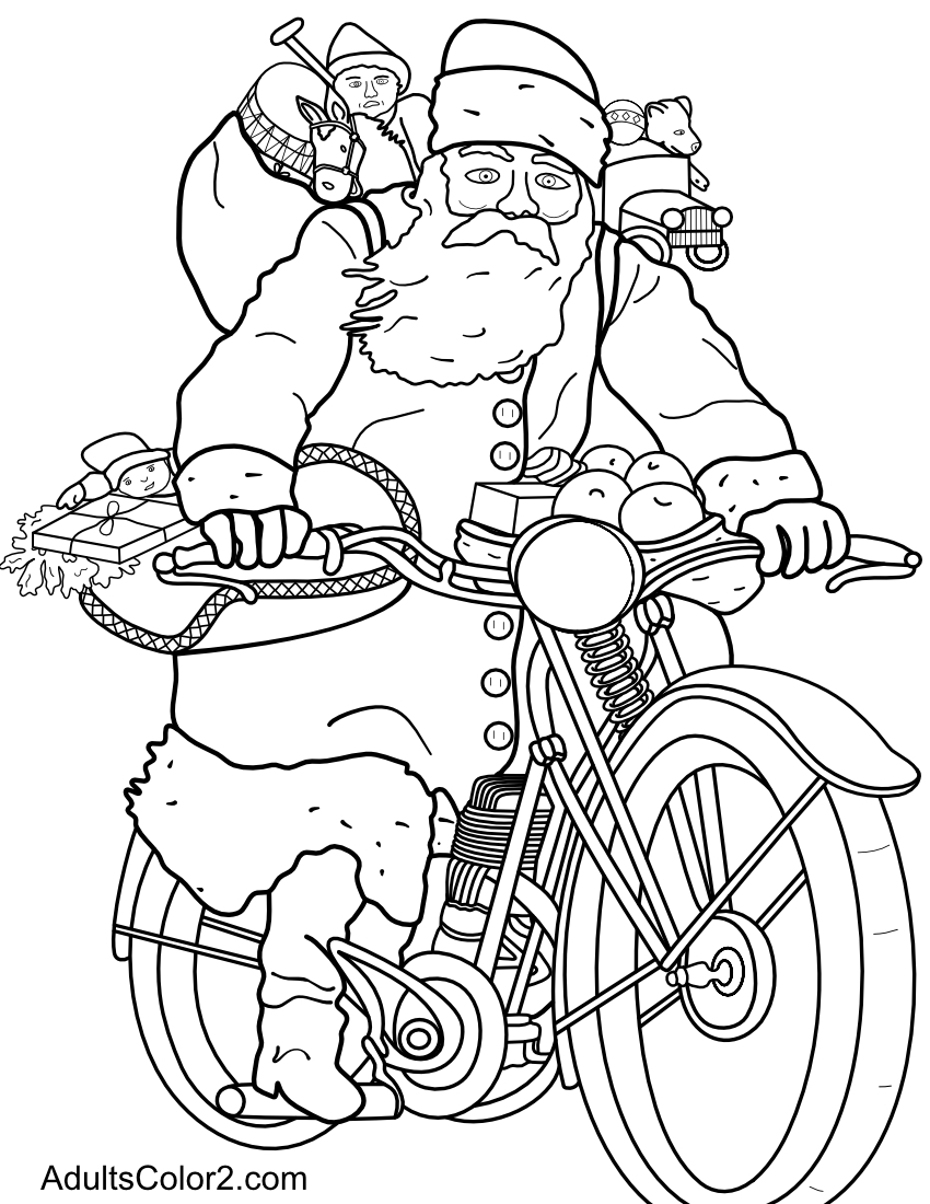 Santa on a motorcycle.
