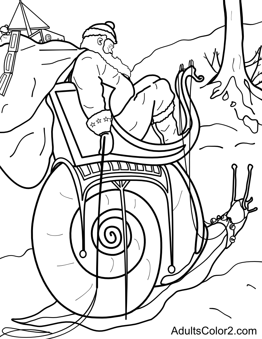 Santa traveling by snail.
