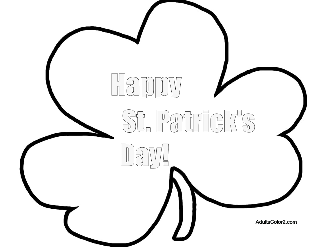 Happy St. Patrick's Day shamrock coloring page.