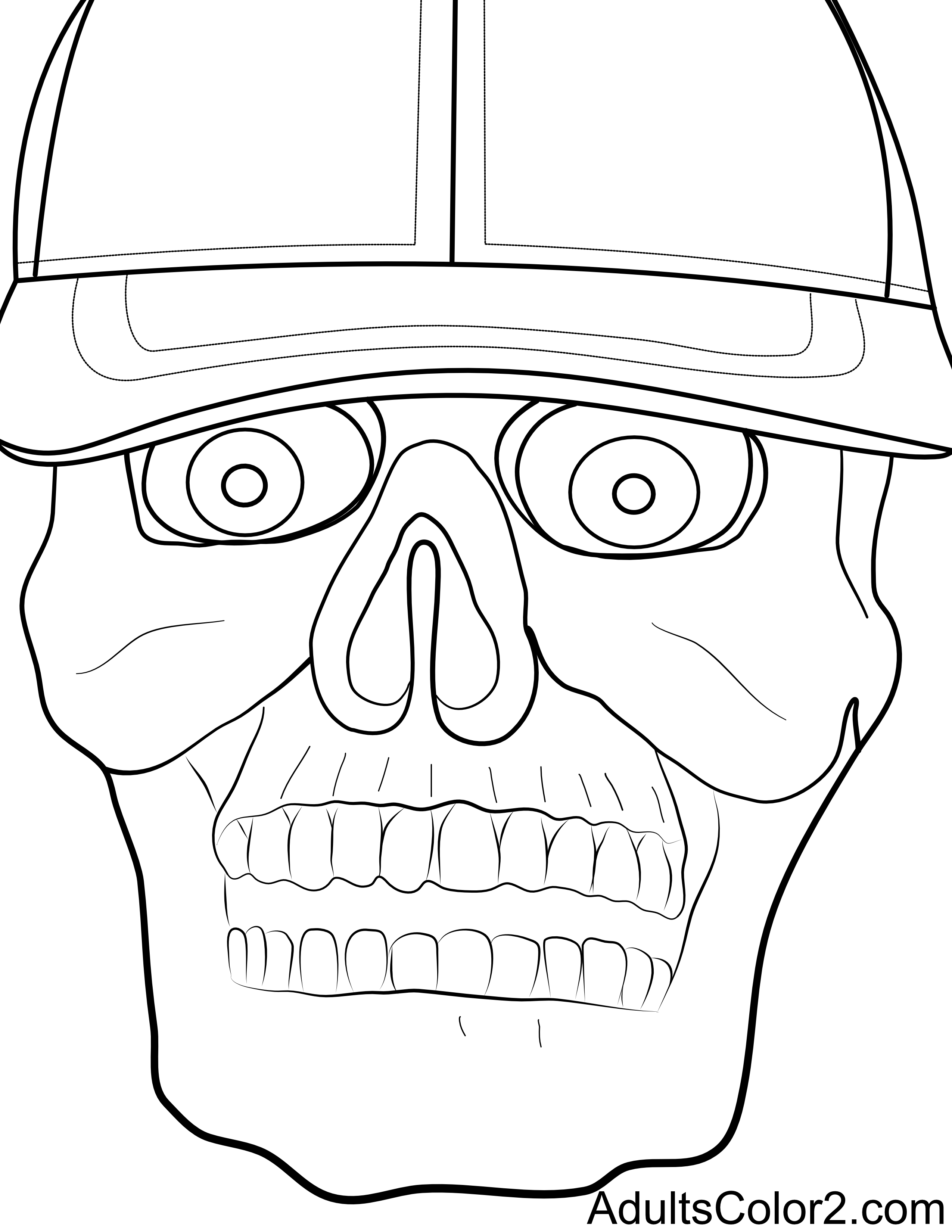 A skull wearing a baseball cap.