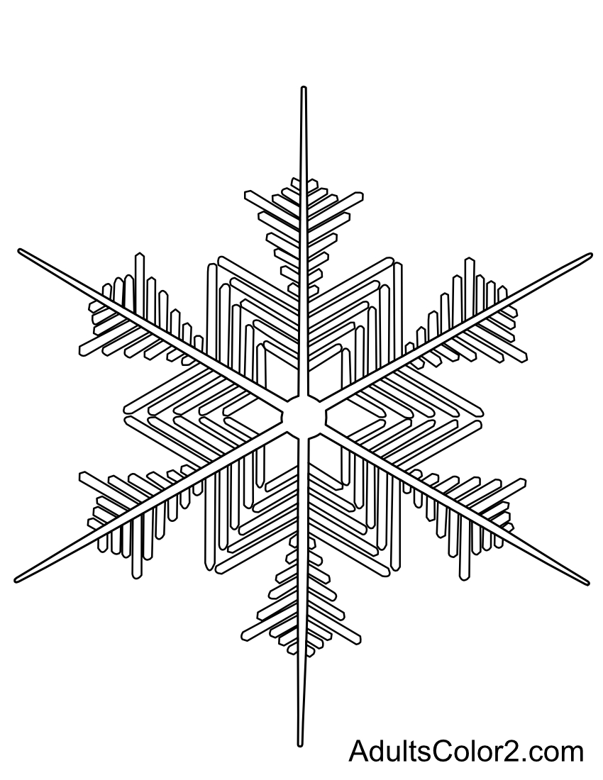 Drawing of an ice crystal with a star shape in the middle.