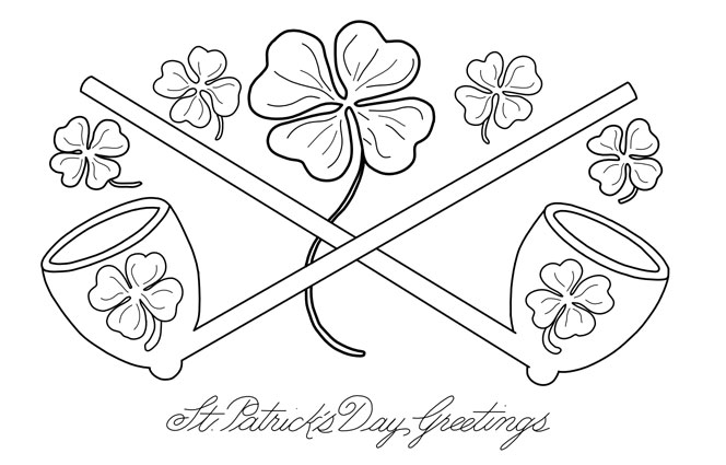 St. Patrick's Day pipes and clovers.