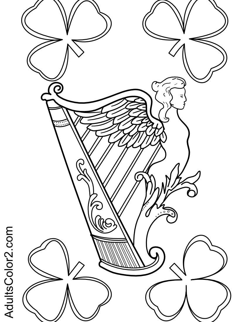 Harp and shamrock for St. Patrick's Day