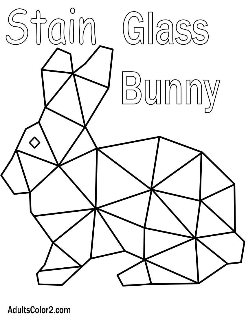 Stain glass style bunny for coloring.