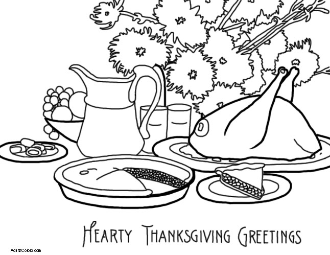 A vintage Thanksgiving dinner scene.