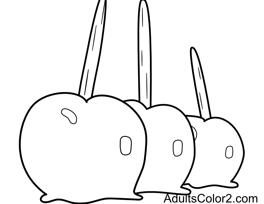 A drawing of three tasty looking candy apples.