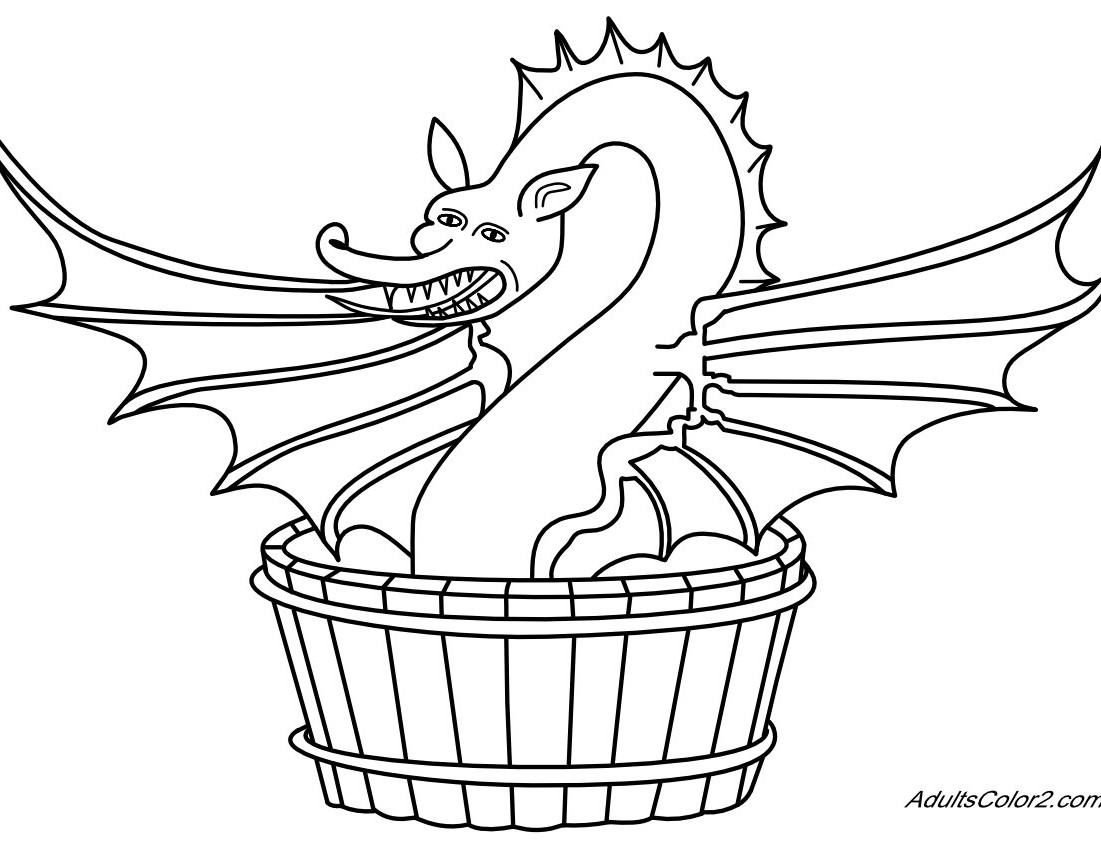 Dragon cooling off in a tub.