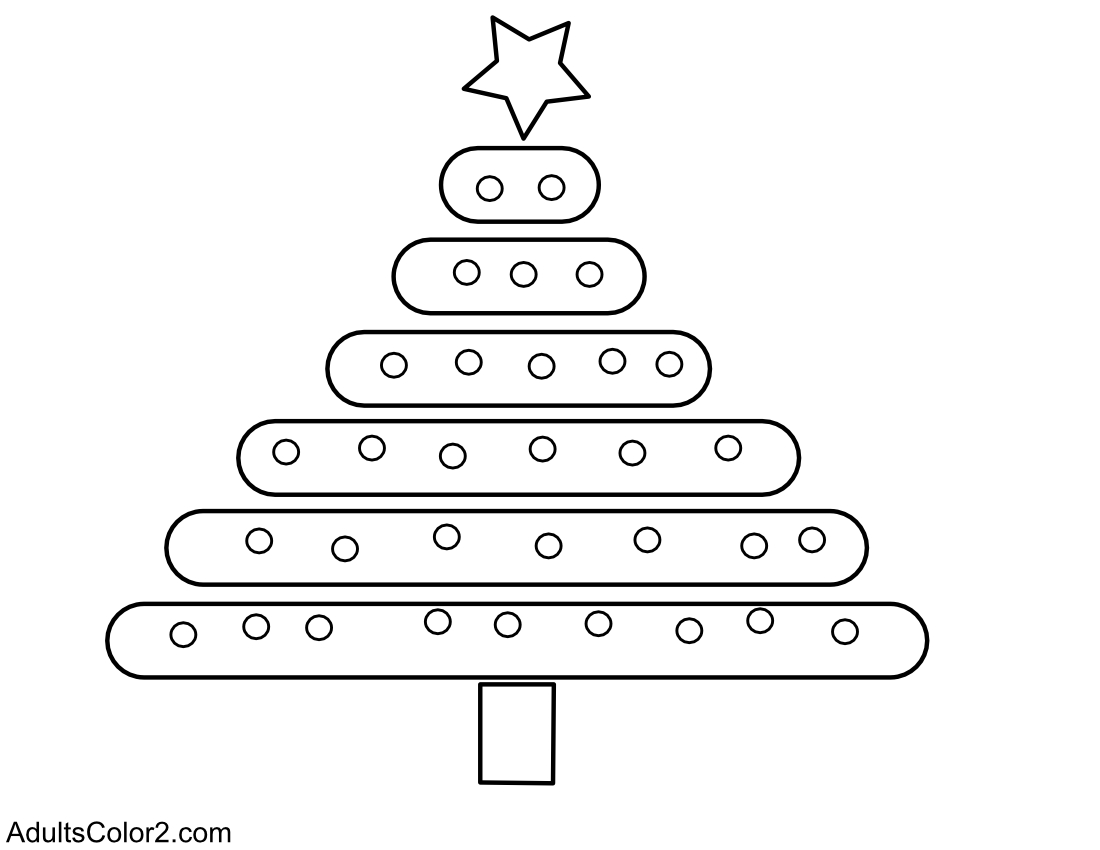 Tubular tree with Christmas balls.